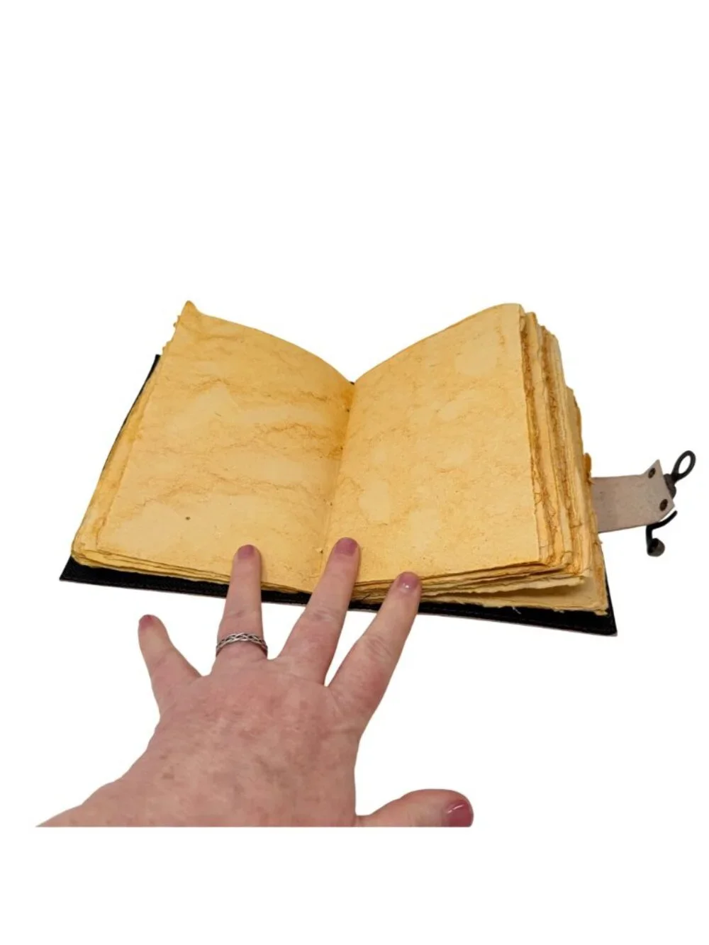 Tree of Life Goddess Leather Journal Lock Clasp Handmade Deckle‎ Paper